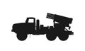 Bm-21 grad multiple launch rocket system. war, weapon and army symbol. vector image for military web design