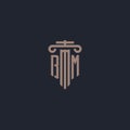 BM initial logo monogram with pillar style design for law firm and justice company