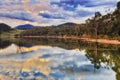 BM Lake Lyell Fire sunset reflect Royalty Free Stock Photo