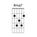 Bmaj7 guitar chord icon Royalty Free Stock Photo