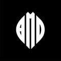 BMD circle letter logo design with circle and ellipse shape. BMD ellipse letters with typographic style. The three initials form a Royalty Free Stock Photo