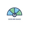 BMI - Body Mass Index Icon with with BMI range chart - green and