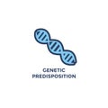 BMI - Body Mass Index Icon with DNA strand for Genetic Disposition - green and blue