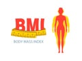 BMI. Body mass index. Weight loss concept. Obesity woman.