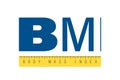 BMI classification measurement logo concept. Body Mass Index level monogram with ruler. Person different weights level