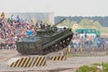 BMP-3 jumps from the ramp Royalty Free Stock Photo