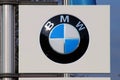 BMW car dealer advertising light sign with logo Royalty Free Stock Photo