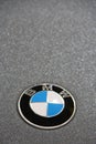 BMW car icon on gray background. Symbol manufacturer of cars BMW