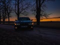 Bmw e39 when sun is setting 2020. Royalty Free Stock Photo