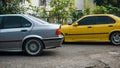 Surakarta Indonesia January 23 2022 two BMW E36 parked on the side of the road Royalty Free Stock Photo