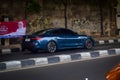 BMW 430i coupe G22 driving fast on the road Royalty Free Stock Photo