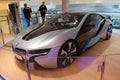 BMW i8, side view initially released as Vision EfficientDynamics, is a prototype hybrid car.