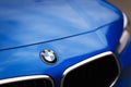 BMW Logo on a blue colored BMW brand car