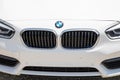 BMW logo text and brand sign on new modern germany car hood Royalty Free Stock Photo