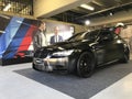 BMW M3: front and side close-up, matte black, coupÃÂ©. BMW M Power Tour.