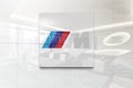 Bmw m series on glossy office wall realistic texture