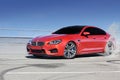 Kiev, Ukraine; June 25, 2013; BMW M6 and tire marks on the asphalt. The car stalled. Drift Royalty Free Stock Photo