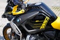 Bmw motorrad motorcycle logo sign and brand text on 1250 gs black yellow limited