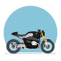 BMW R nine T Cafe Racer Cartoon Flat Style