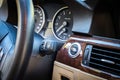 BMW 3 series E90 330i Sparkling Graphite dashboard view at the m Royalty Free Stock Photo