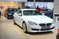 BMW Six series Gran Coupe. White color. Premium Moscow International Automobile Salon Shine Royalty Free Stock Photo