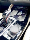 BMW X3 M Competition center console with gear selector and iDrive controls Royalty Free Stock Photo