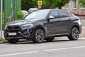BMW SUV Car Black in Russia. Royalty Free Stock Photo