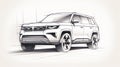 Minimalistic Black And White Sketch Of Bmw Suv In Folk-inspired Style