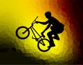 BMX bicyclist silhouette on the abstract background Royalty Free Stock Photo