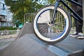 BMX bike in the extreme skating park. Royalty Free Stock Photo