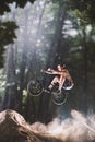 Bmx bike rider in the forest