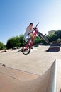 BMX Bike Stunt bar spin Royalty Free Stock Photo