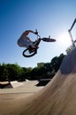 BMX Bike Stunt bar spin Royalty Free Stock Photo