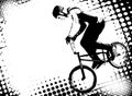 Bmx cyclist on the abstract halftone background Royalty Free Stock Photo