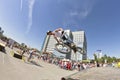 BMX cyclist performs a stunt jump