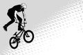 Bmx cyclist sketch on abstract halftone background Royalty Free Stock Photo