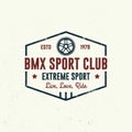 Bmx extreme sport club badge. Vector. Concept for shirt, logo, print, stamp, tee with frames, chain. Vintage typography Royalty Free Stock Photo