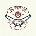 Bmx extreme sport club badge. Vector. Concept for shirt, logo, print, stamp, tee with frames, chain. Vintage typography Royalty Free Stock Photo