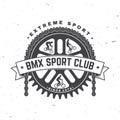 Bmx extreme sport club badge. Vector. Concept for shirt, logo, print, stamp, tee with sprocket, chain. Vintage Royalty Free Stock Photo