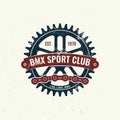 Bmx extreme sport club badge. Vector. Concept for shirt, logo, print, stamp, tee with sprocket, chain. Vintage Royalty Free Stock Photo