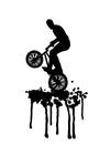 Bmx jump on splash in black and white Royalty Free Stock Photo