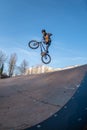 BMX jump in a wooden ramp Royalty Free Stock Photo