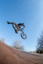 BMX jump in a wooden ramp Royalty Free Stock Photo