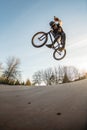 BMX jump in a wooden ramp Royalty Free Stock Photo