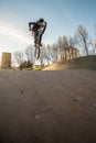 BMX jump in a wooden ramp Royalty Free Stock Photo