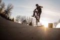 BMX jump in a wooden ramp Royalty Free Stock Photo