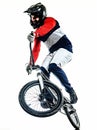 BMX racer man silhouette isolated white background Royalty Free Stock Photo