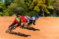 BMX Racing Riders Last Corner Royalty Free Stock Photo
