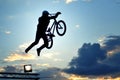 BMX rider making a bike jump Royalty Free Stock Photo