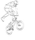 Bmx stunt cyclist line art